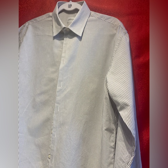 Armani Collezioni Men’s Dress Shirt 16.5 L Grey White Stripe - Picture 2 of 10